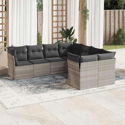 DYRJDJWIDHW 7-TLG. Garten-Essgruppe mit Kissen Schwarz Poly Rattangartenmöbel Set balkonmöbel Balkon Sofa Garten loungeGeeignet für Gärten, Terrassen von DYRJDJWIDHW