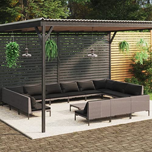 DYRJDJWIDHW 7-TLG. Garten-Essgruppe mit Kissen Schwarzsitzlounge Outdoor wetterfest Balkon Sofa gartenmöbel Garten loungeGeeignet für Gärten, Terrassen von DYRJDJWIDHW