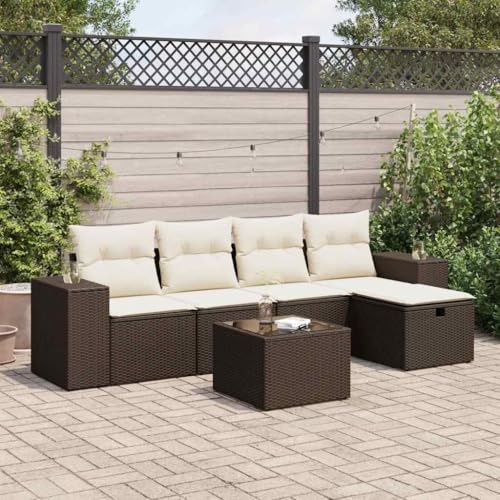 DYRJDJWIDHW 8-TLG. Garten-Sofagarnitur mit Kissen Beige Poly Rattanbalkonmöbel Balkon Sofa Garten Lounge gartenmöbelGeeignet für Gärten, Terrassen von DYRJDJWIDHW