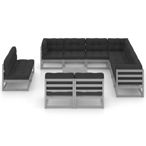 DYRJDJWIDHW 9-TLG. Garten-Essgruppe Dunkelgraugartenmöbel Set gartenmöbel Balkon Sofa sitzlounge Outdoor wetterfestGeeignet für Gärten, Terrassen von DYRJDJWIDHW