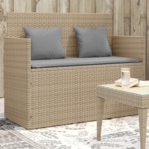 DYRJDJWIDHW 9-TLG. Garten-Essgruppe mit Kissen Beige Poly Rattanbalkon Sofa balkonmöbel Garten Lounge sitzlounge Outdoor wetterfestGeeignet für Gärten, Terrassen von DYRJDJWIDHW