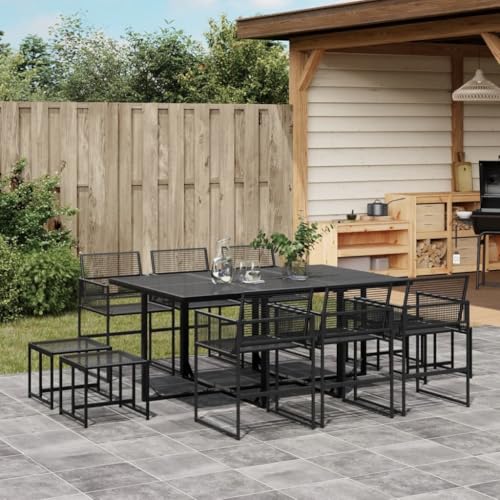 DYRJDJWIDHW 9-TLG. Garten-Essgruppe mit Kissen Beige Poly Rattanbalkonmöbel Garten Lounge sitzlounge Outdoor wetterfest gartenmöbelGeeignet für Gärten, Terrassen von DYRJDJWIDHW