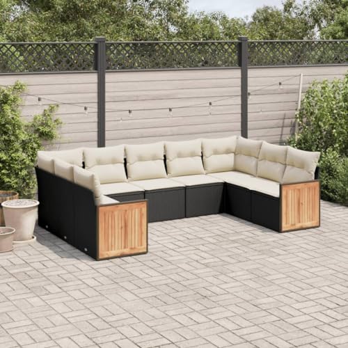 DYRJDJWIDHW 9-TLG. Garten-Essgruppe mit Kissen Braun Poly Rattangarten Lounge gartenmöbel Set sitzlounge Outdoor wetterfest gartenmöbelGeeignet für Gärten, Terrassen von DYRJDJWIDHW