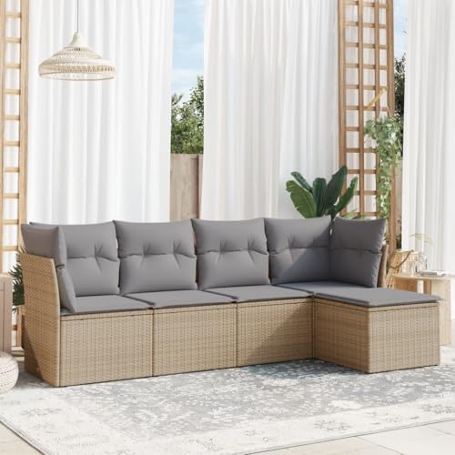 DYRJDJWIDHW 9-TLG. Garten-Essgruppe mit Kissen Braun Poly Rattangartenmöbel Set Balkon Sofa gartenmöbel balkonmöbelGeeignet für Gärten, Terrassen von DYRJDJWIDHW