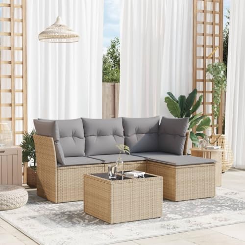 DYRJDJWIDHW 9-TLG. Garten-Essgruppe mit Kissen Braun Poly Rattansitzlounge Outdoor wetterfest balkonmöbel Garten Lounge Balkon sofaGeeignet für Gärten, Terrassen von DYRJDJWIDHW