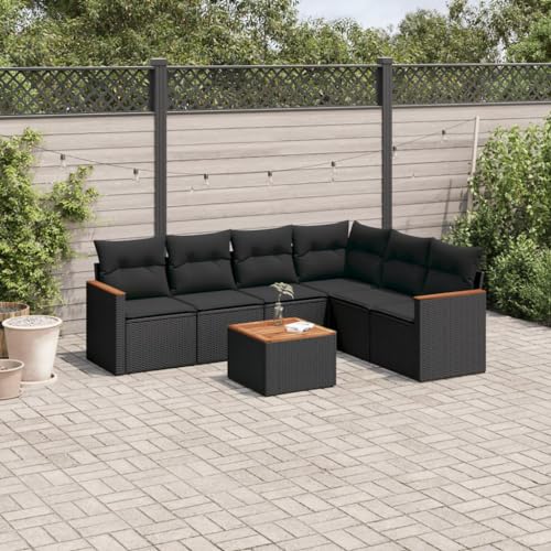 DYRJDJWIDHW 9-TLG. Garten-Essgruppe mit Kissen Grau Poly Rattanbalkon Sofa gartenmöbel Set sitzlounge Outdoor wetterfest gartenmöbelGeeignet für Gärten, Terrassen von DYRJDJWIDHW