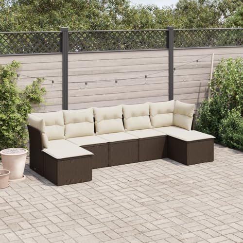 DYRJDJWIDHW 9-TLG. Garten-Essgruppe mit Kissen Grau Poly Rattanbalkon Sofa sitzlounge Outdoor wetterfest gartenmöbel Garten loungeGeeignet für Gärten, Terrassen von DYRJDJWIDHW