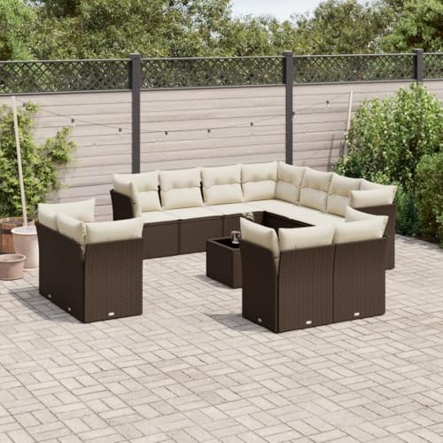 DYRJDJWIDHW 9-TLG. Garten-Essgruppe mit Kissen Grau Poly Rattanbalkonmöbel gartenmöbel Set Balkon Sofa Garten loungeGeeignet für Gärten, Terrassen von DYRJDJWIDHW
