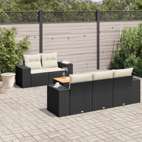 DYRJDJWIDHW 9-TLG. Garten-Essgruppe mit Kissen Grau Poly Rattangarten Lounge balkonmöbel gartenmöbel Balkon sofaGeeignet für Gärten, Terrassen von DYRJDJWIDHW