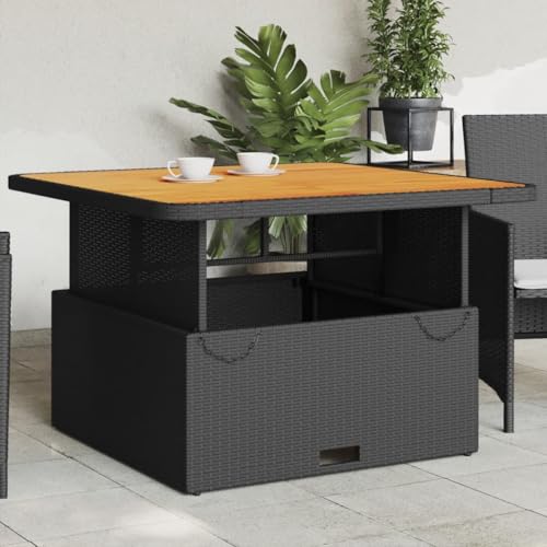 DYRJDJWIDHW 9-TLG. Garten-Essgruppe mit Kissen Schwarz Poly Rattangartenmöbel Garten Lounge balkonmöbel Balkon sofaGeeignet für Gärten, Terrassen von DYRJDJWIDHW