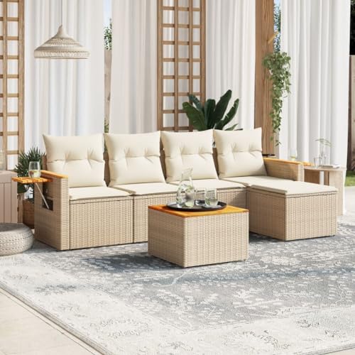 DYRJDJWIDHW 9-TLG. Garten-Sofagarnitur mit Kissen Schwarz Poly Rattangartenmöbel sitzlounge Outdoor wetterfest Garten Lounge balkonmöbelGeeignet für Gärten, Terrassen von DYRJDJWIDHW