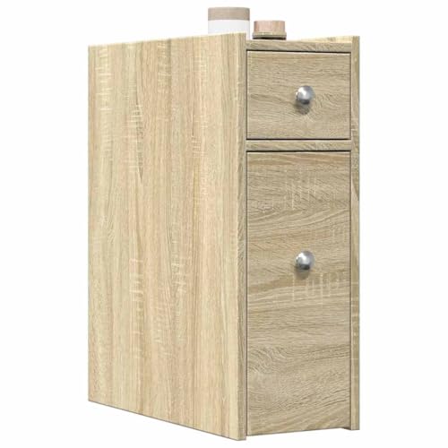 DYRJDJWIDHW Badschrank Schmal mit Rollen Sonoma-Eiche Holzwerkstoff Badezimmer Aufbewahrung Schubladen Schrank Mobiler Rollcontainer Küche Wohnzimmer von DYRJDJWIDHW