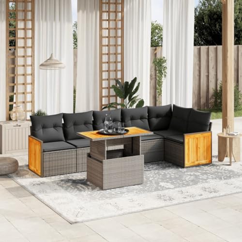 DYRJDJWIDHW Balkon möbel Lounge möbel Outdoor terassenmöbel außen gartenlounge9-tlg. Garten-Sofagarnitur mit Kissen Grau Poly RattanGeeignet für Schlafzimmer von DYRJDJWIDHW