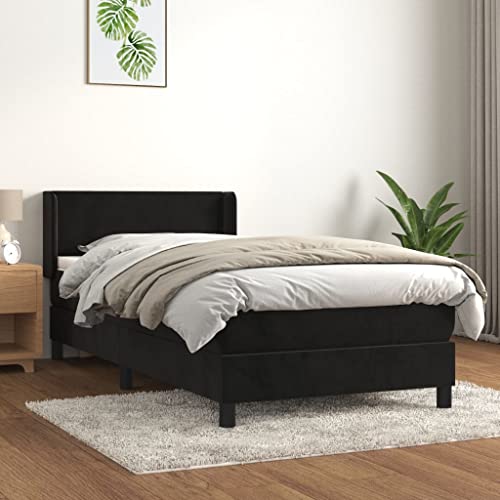 DYRJDJWIDHW Bed Frame Bett metallbett kopfteil bettBoxspringbett mit Matratze Dunkelgrün 140x190 cm SamtGeeignet für Schlafzimmer von DYRJDJWIDHW
