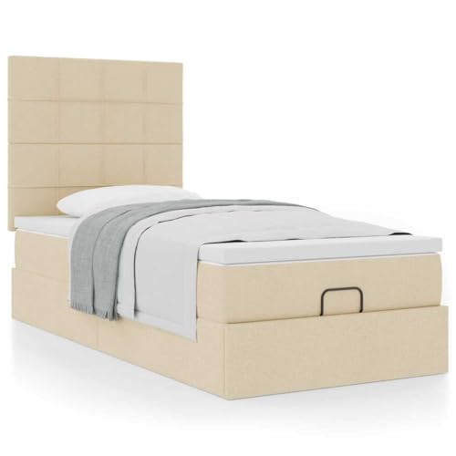 DYRJDJWIDHW Bed Frame bettgestell futonbett metallbettOttoman-Bett mit Matratze Taupe 140x200 cm StoffGeeignet für Schlafzimmer von DYRJDJWIDHW