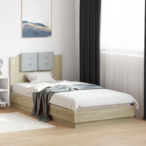 DYRJDJWIDHW Bed Frame futonbett metallbett bettrahmenBettgestell LED Grau Sonoma-Eiche 100x200 cmGeeignet für Schlafzimmer DYRJDJWIDHW Bed Frame futonbett metallbett bettrahmenBettgestell LED Grau Sonoma-Eiche 100x200 cmGeeignet für Schlafzimmer von DYRJDJWIDHW