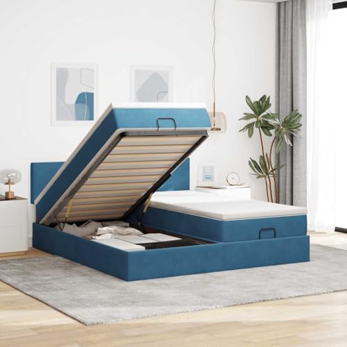 DYRJDJWIDHW Bed Frame kopfteil Bett Bed bettgestellOttoman-Bett mit Matratze & LEDs Dunkelbraun 140x200 cm StoffGeeignet für Schlafzimmer von DYRJDJWIDHW