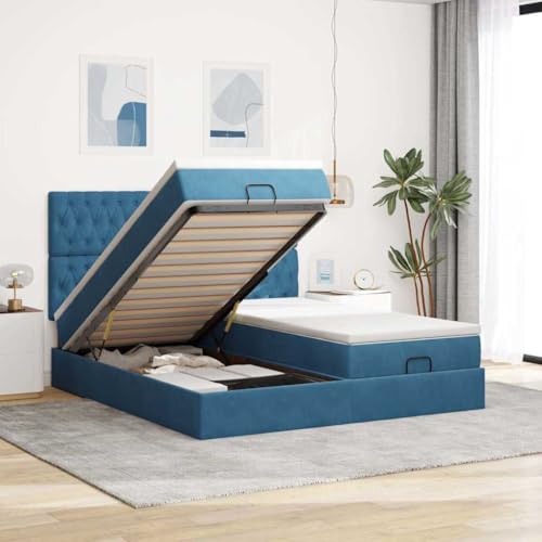 DYRJDJWIDHW Bed Frame lattenroste kopfteil Bett futonbettOttoman-Bett mit Matratze & LEDs Dunkelbraun 120x200 cm StoffGeeignet für Schlafzimmer von DYRJDJWIDHW