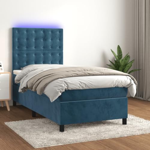 DYRJDJWIDHW Bed bettgestell metallbett bettBoxspringbett mit Matratze Dunkelgrün 90x190 cm SamtGeeignet für Schlafzimmer von DYRJDJWIDHW