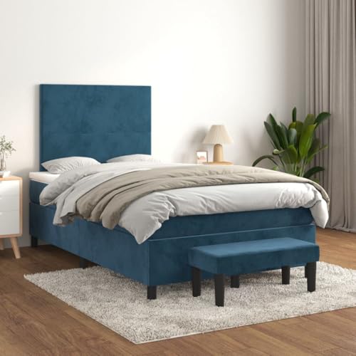 DYRJDJWIDHW Bed futonbett Bett betten, bettrahmen Boxspringbett mit Matratze & LED Dunkelgrün 100x200 cm SamtGeeignet für Schlafzimmer von DYRJDJWIDHW