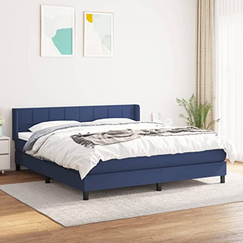 DYRJDJWIDHW Bed futonbett betten bettBoxspringbett mit Matratze Dunkelblau 140x200 cm SamtGeeignet für Schlafzimmer von DYRJDJWIDHW