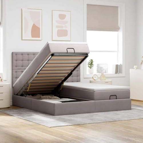 DYRJDJWIDHW Bed futonbett bettgestell lattenrosteOttoman-Bett mit Matratze Schwarz 120x200 cm StoffGeeignet für Schlafzimmer von DYRJDJWIDHW