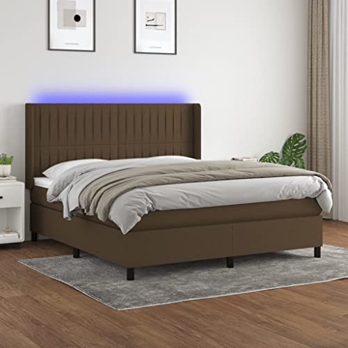DYRJDJWIDHW Bed futonbett metallbett bettenBoxspringbett mit Matratze & LED Dunkelblau 80x200 cm SamtGeeignet für Schlafzimmer von DYRJDJWIDHW