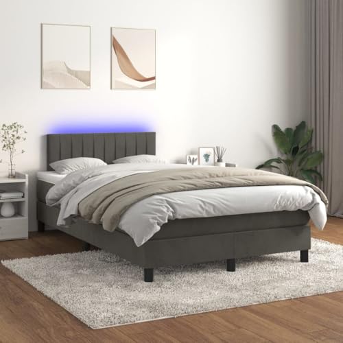 DYRJDJWIDHW Bed metallbett Bett bettenBoxspringbett mit Matratze & LED Schwarz 160x200 cm StoffGeeignet für Schlafzimmer von DYRJDJWIDHW