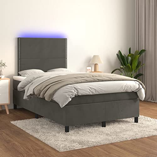 DYRJDJWIDHW Bed metallbett betten, bettrahmen futonbettBoxspringbett mit Matratze & LED Hellgrau 180x200 cm StoffGeeignet für Schlafzimmer von DYRJDJWIDHW