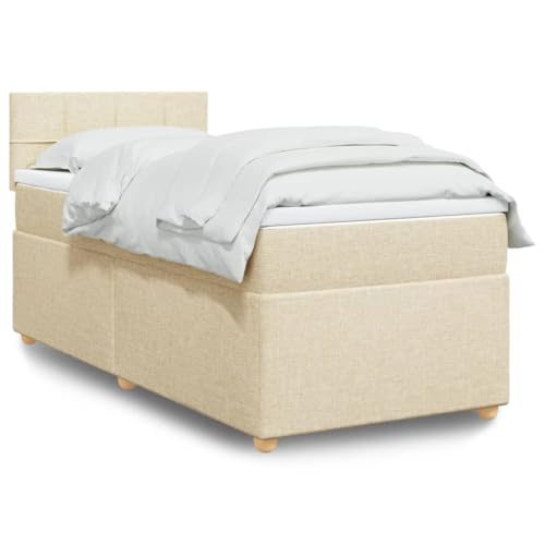 DYRJDJWIDHW Bed metallbett bettgestell bettrahmenBoxspringbett mit Matratze Dunkelbraun 200x200 cm StoffGeeignet für Schlafzimmer von DYRJDJWIDHW