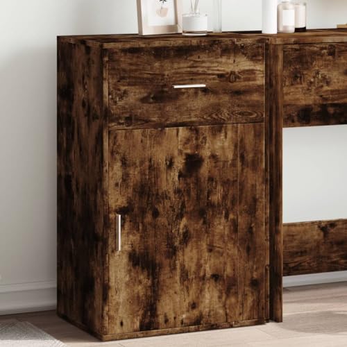 DYRJDJWIDHW Beistellschrank Räuchereiche Sideboard Cabinet with Drawer and Shelves 56.5x39x90 cm Solid Wood Storage Furniture for Living Room Bedroom Organizer von DYRJDJWIDHW