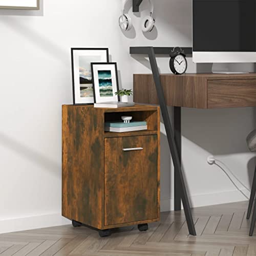 DYRJDJWIDHW Beistellschrank mit Rollen Räuchereiche 33x38x60 cm Mobiler Sideboard Schrank mit Lenkrollen für Wohnzimmer Küche Getränke Deko Aufbewahrung Möbel von DYRJDJWIDHW
