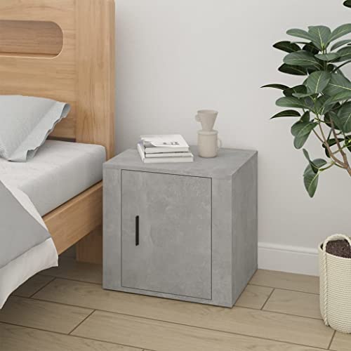 DYRJDJWIDHW Betongrau Nachttisch 50x39x47 cm mit Stauraum. moderner Beistelltisch für Schlafzimmer und Wohnzimmer. Stabiler Holzwerkstoff Nachttisch mit großer Ablagefläche von DYRJDJWIDHW