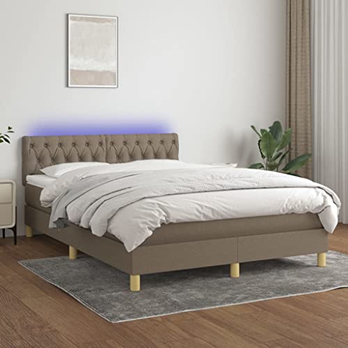 DYRJDJWIDHW Bett bettgestell futonbett Bed frameBoxspringbett mit Matratze & LED Creme 140x200 cm StoffGeeignet für Schlafzimmer von DYRJDJWIDHW