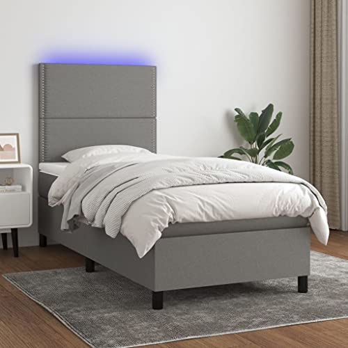 DYRJDJWIDHW Bett bettrahmen metallbett Bed frameBoxspringbett mit Matratze & LED Rosa 140x200 cm SamtGeeignet für Schlafzimmer von DYRJDJWIDHW