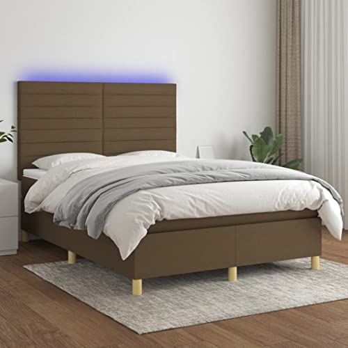 DYRJDJWIDHW Bett futonbett Bed Frame metallbettBoxspringbett mit Matratze & LED Creme 140x200 cm StoffGeeignet für Schlafzimmer von DYRJDJWIDHW