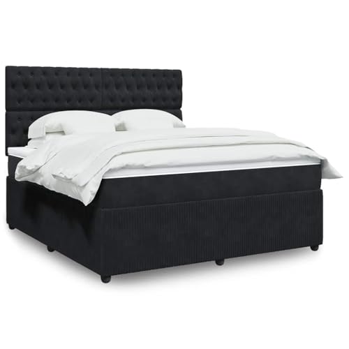 DYRJDJWIDHW Bett futonbett metallbett bettrahmenBoxspringbett mit Matratze Schwarz 120x200 cm SamtGeeignet für Schlafzimmer von DYRJDJWIDHW