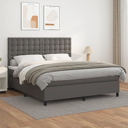 DYRJDJWIDHW Bett kopfteil Bett futonbett bettgestellBoxspringbett mit Matratze Dunkelgrau 140x200 cm StoffGeeignet für Schlafzimmer von DYRJDJWIDHW