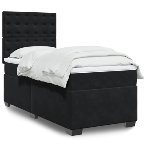 DYRJDJWIDHW Bett kopfteil Bett futonbett metallbettBoxspringbett mit Matratze Dunkelgrün 90x190 cm SamtGeeignet für Schlafzimmer von DYRJDJWIDHW