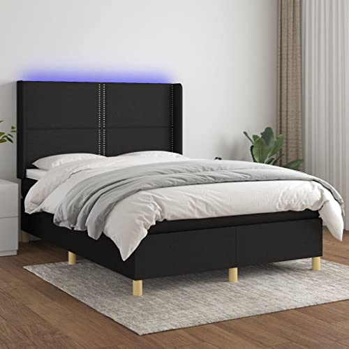 DYRJDJWIDHW Bett metallbett kopfteil Bett futonbettBoxspringbett mit Matratze & LED Creme 160x200 cm StoffGeeignet für Schlafzimmer von DYRJDJWIDHW