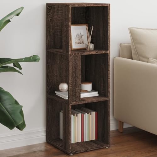 DYRJDJWIDHW Eckregal Braun Eichen-Optik 33x33x100 cm Holzwerkstoff Corner Shelf Storage Unit with 3 Shelves for Living Room Bedroom Office Space Saving Design von DYRJDJWIDHW