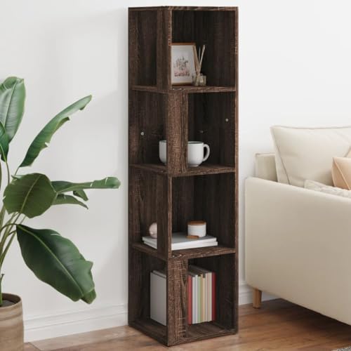 DYRJDJWIDHW Eckregal Braun Eichen-Optik Corner Shelf 33x33x132 cm Holzwerkstoff with 4 Shelves for Living Room Bedroom Office Storage Organizer Space Saving Design von DYRJDJWIDHW