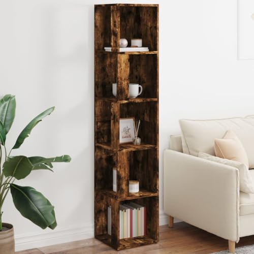 DYRJDJWIDHW Eckregal Räuchereiche Corner Shelf 5 Shelves Storage Cabinet 33x33x164.5cm Holzwerkstoff for Living Room Bedroom Office Space Saving Organizer DYRJDJWIDHW Eckregal Räuchereiche Corner Shelf 5 Shelves Storage Cabinet 33x33x164.5cm Holzwerkstoff for Living Room Bedroom Office Space Saving Organizer von DYRJDJWIDHW
