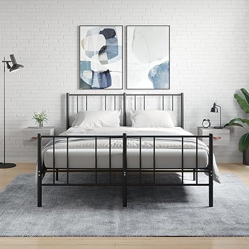 DYRJDJWIDHW Floating Nightstand Wall Mounted 2 Pack Gray Sonoma 35x35x20cm Bedside Table with Storage Shelf for Bedroom Decor Modern Space Saving Design von DYRJDJWIDHW