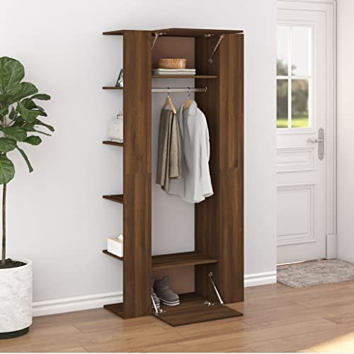 DYRJDJWIDHW Flurschränke 2 Stück Braun Eichen-Optik Holzwerkstoff Garderobenschrank Wandmontage Platzsparend Stauraum Kleiderschrank Flur Einrichten von DYRJDJWIDHW