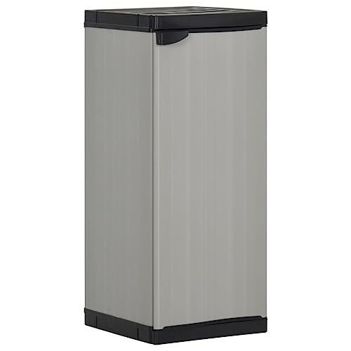 DYRJDJWIDHW Garten-Lagerschrank Grau Schwarz 35x40x85 cm mit 1 Einlegeboden. PVC PP Kunststoff Aufbewahrungsschrank für Garten Terrasse. Wetterfest Robust Organisiert von DYRJDJWIDHW