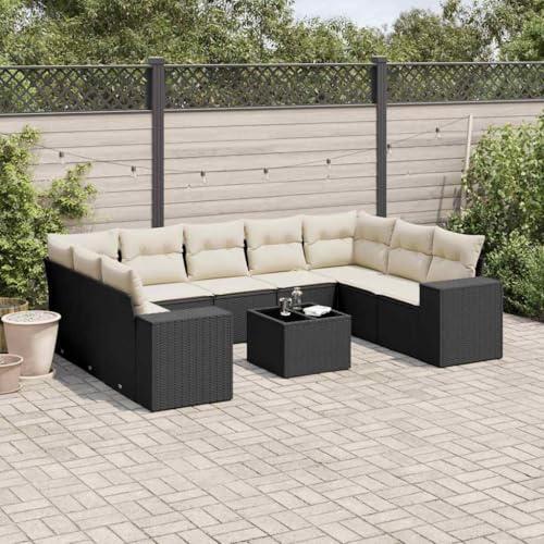 DYRJDJWIDHW Garten Lounge gartenlounge Outdoor gartenlounge Set terassenmöbel außen10-tlg. Garten-Sofagarnitur mit Kissen Braun Poly RattanGeeignet für Schlafzimmer von DYRJDJWIDHW