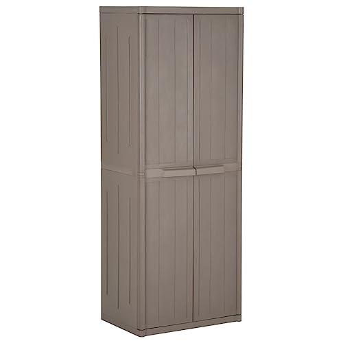 DYRJDJWIDHW Gartenschrank Braun 65x45x172 cm PP Holz-Optik Outdoor Storage Cabinet with 4 Shelves. Weatherproof Garden Shed for Terrace. Patio. Balcony Organization von DYRJDJWIDHW