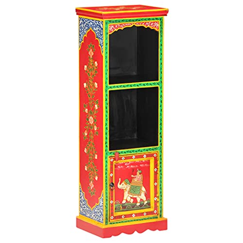 DYRJDJWIDHW Hand Painted Highboard Cabinet 40x30x120 cm Solid Mango Wood Storage Furniture with Decorative Details for Living Room Bedroom Home Decor Organizer von DYRJDJWIDHW