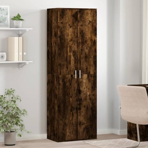 DYRJDJWIDHW Highboard Smoked Oak 60x35x180 cm Particle Board Storage Cabinet with Doors Modern Living Room Bedroom Furniture Organizer Durable von DYRJDJWIDHW